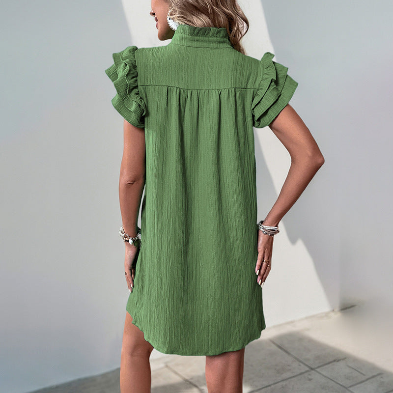 Damen Freizeitkleid mit Rüschenärmeln und lockerer Passform GR