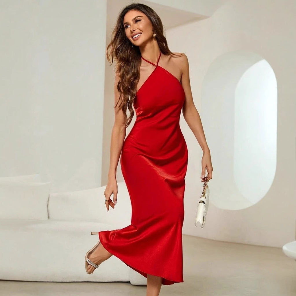 GR | Satin Slip Sexy Abend Lang Kleid