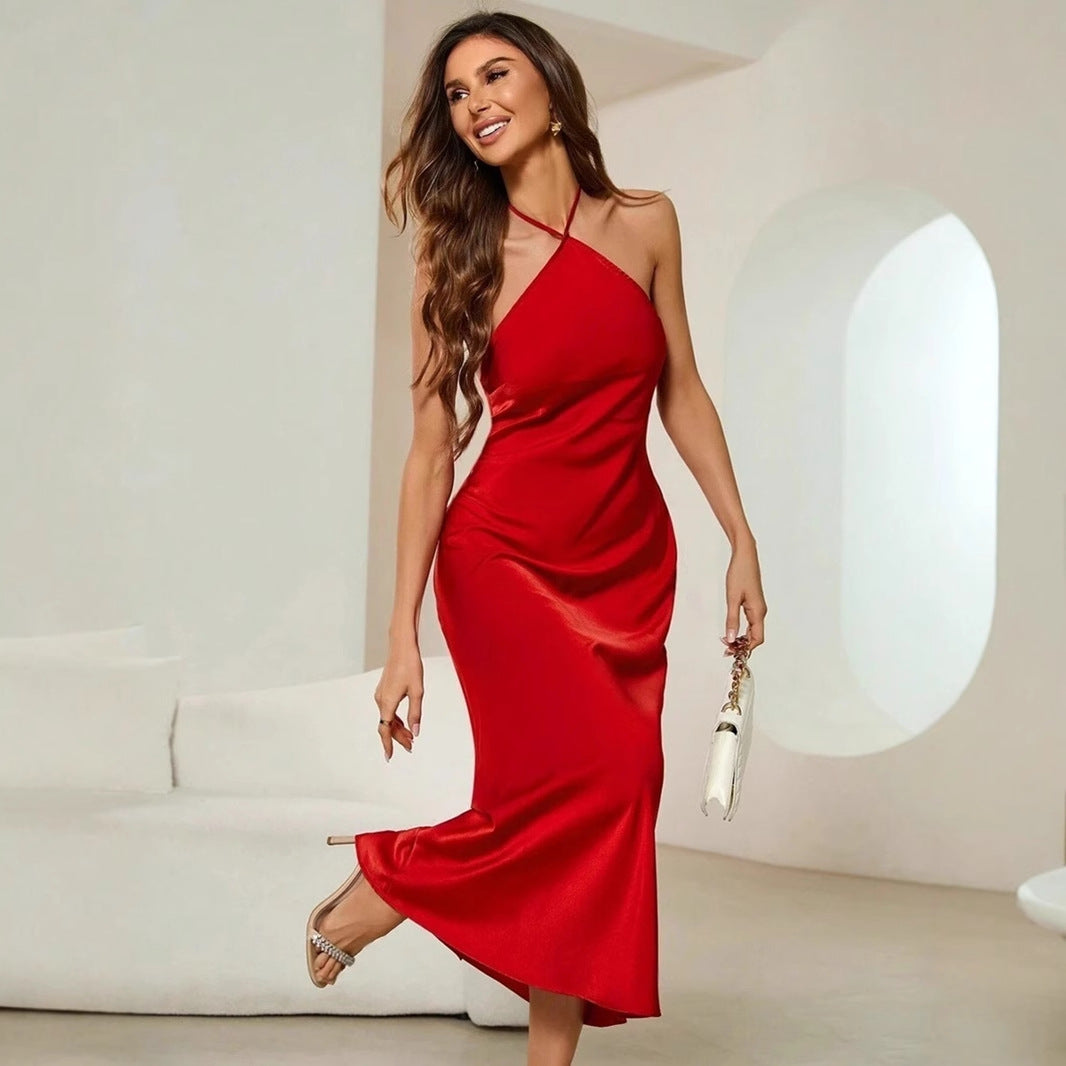 GR | Satin Slip Sexy Abend Lang Kleid