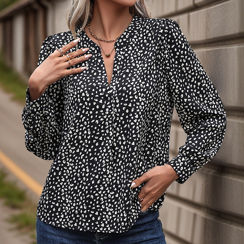 Damen Bluse mit modernen Punkte-Design und eleganten Rüschen GR