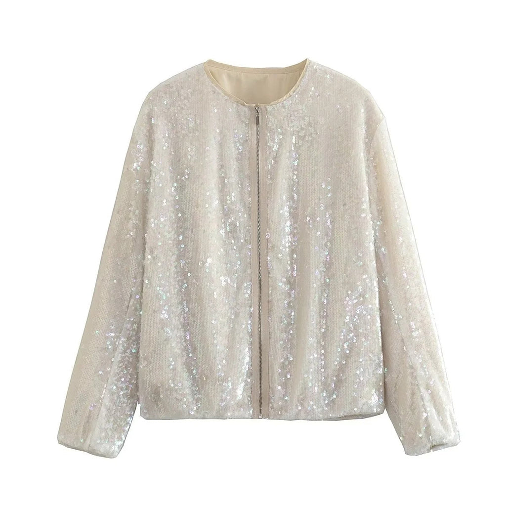 GR | Sparkling sequined jacket with zipper