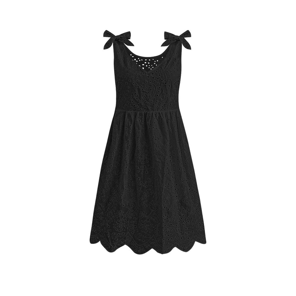 Women's airy summer dress with decorative openwork pattern and cute straps, size