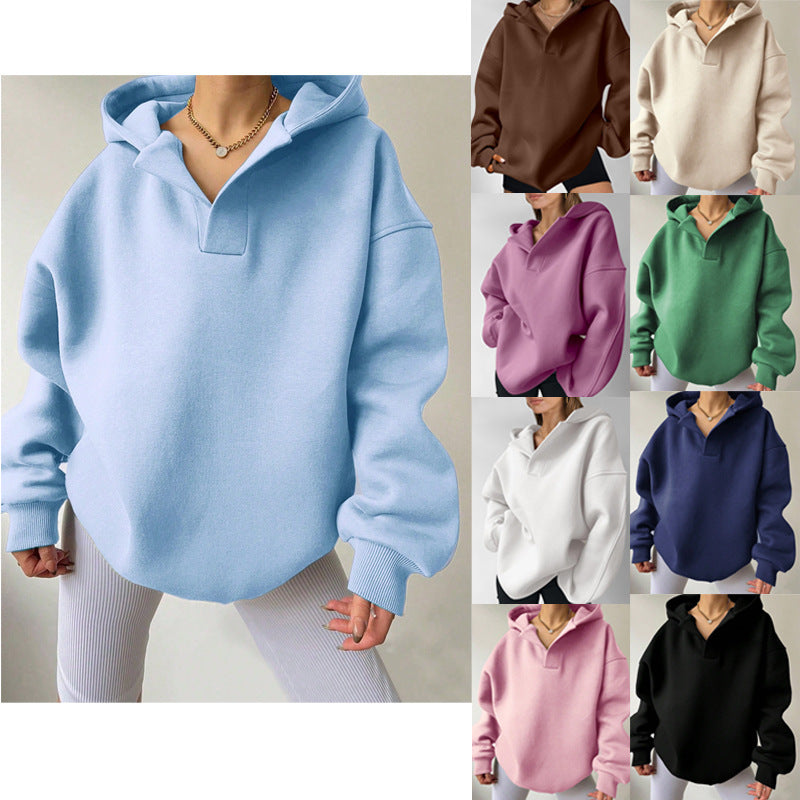 Women's oversized hoodie with a modern collar and relaxed fit, size [size missing]