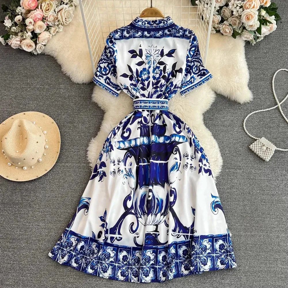 Damen Hemdkleid mit floralem Druck und taillierbarem Bindegürtel GR