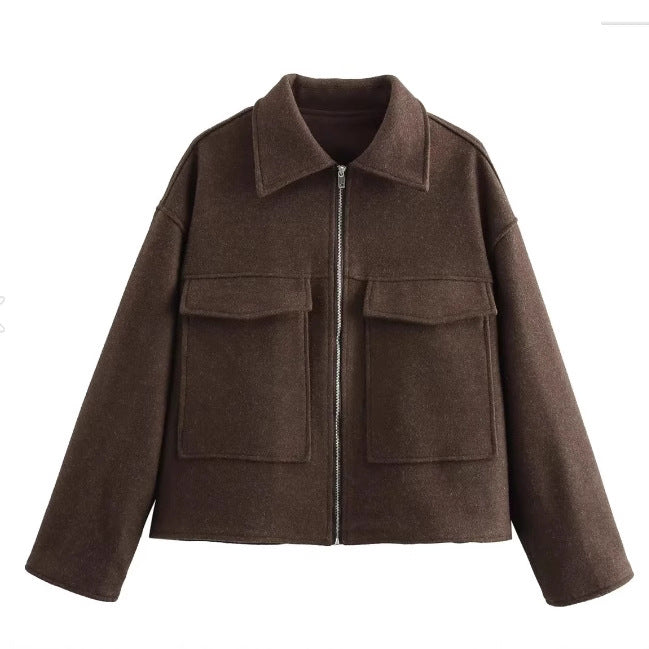 Women's timeless fleece jacket with patch pockets and modern cut, size S