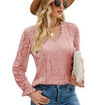 GR | Hollow Lace Sexy Knitted Long Sleeve Top