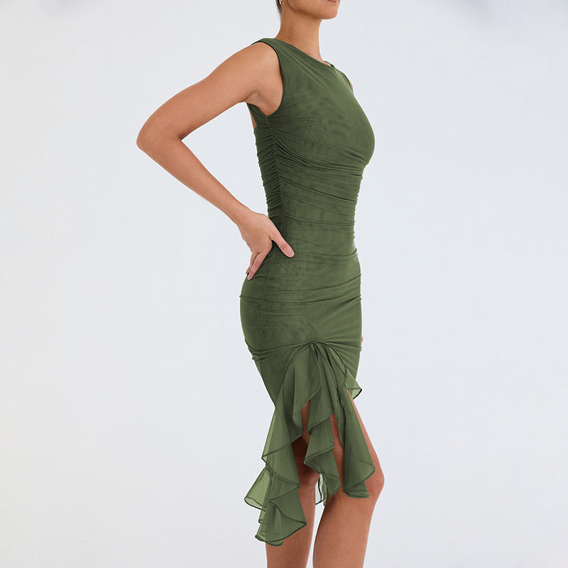 Midi ruffled dress