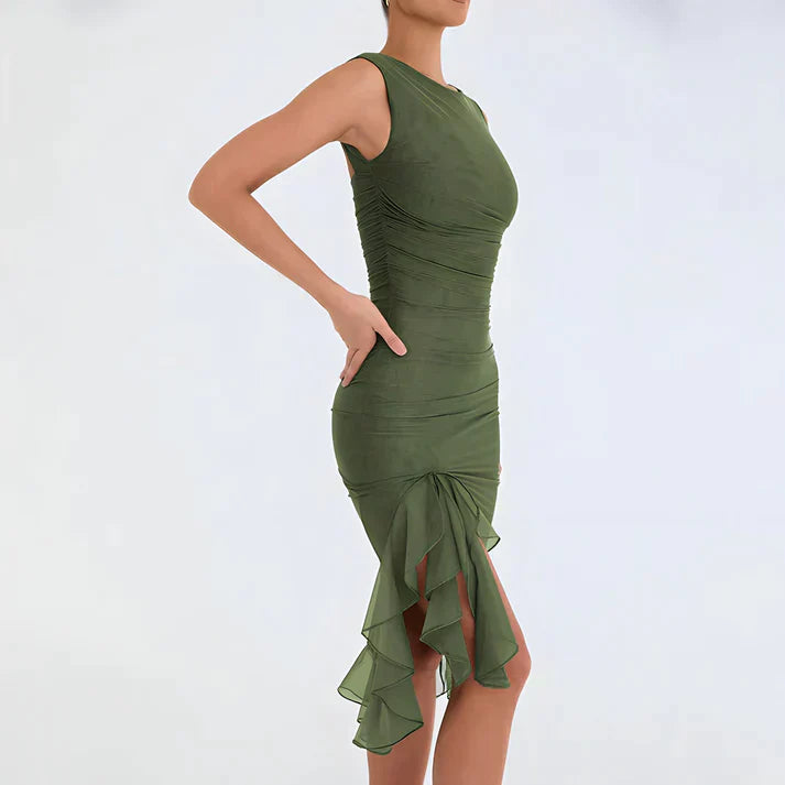 GR - Elegant bodycon dress with ruffles