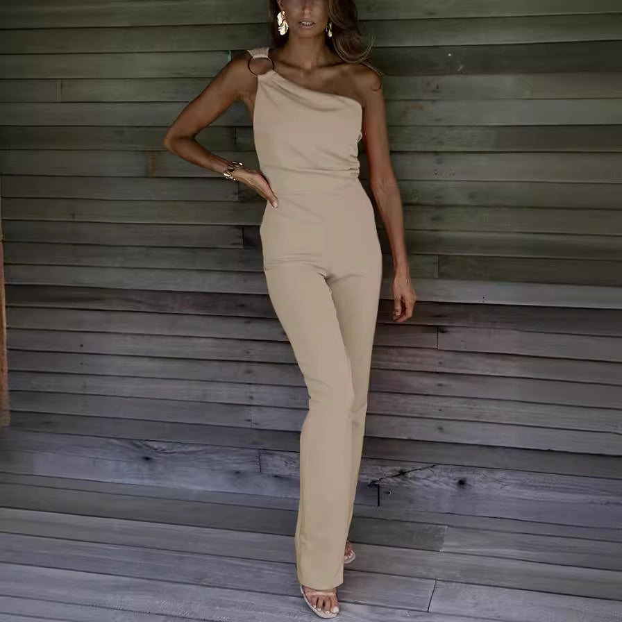 Women's stylish jumpsuit with an asymmetrical cut and elegant details, size [size missing]