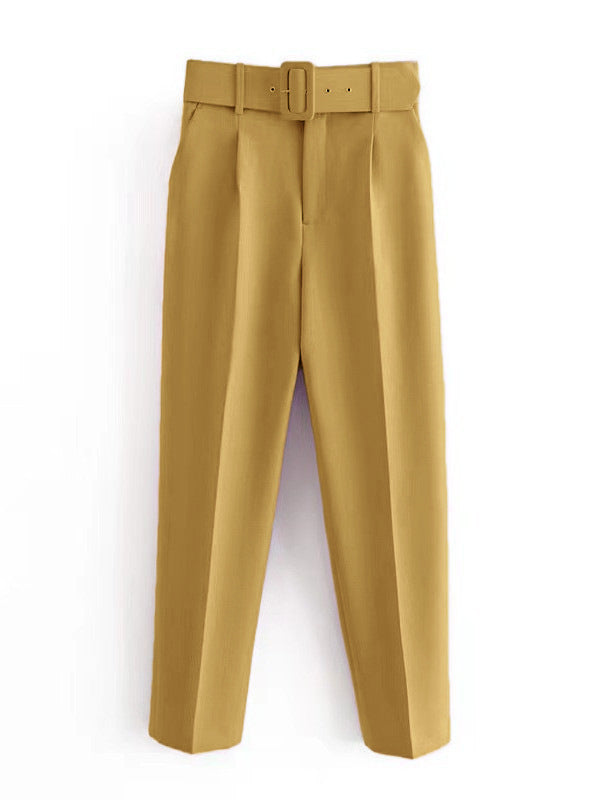 Damen weite Hochbundhose mit schickem Gürtel GR