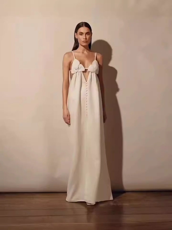 GR | Maxi dress with V-neck and high floral slit