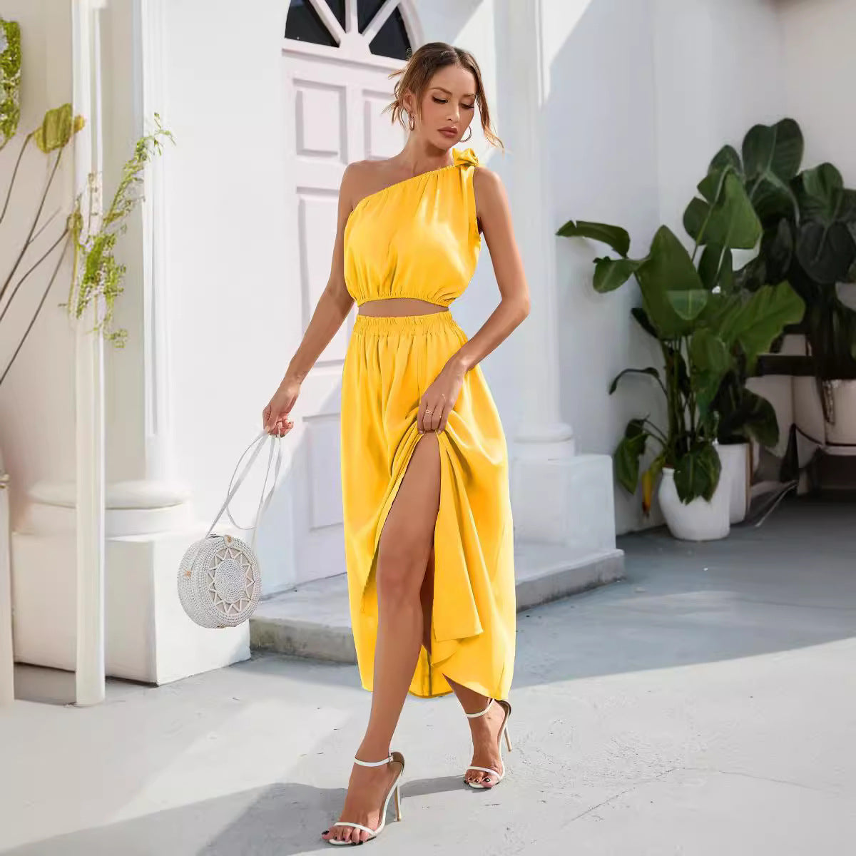 GR | Stylish split-hem maxi two-piece set 
