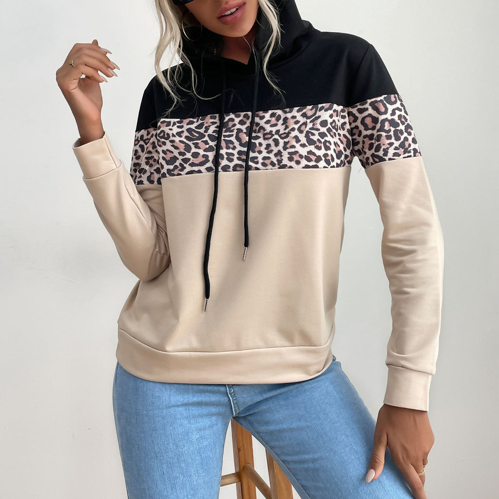 Damen Kapuzenpullover mit modischem Leoparden-Muster und sportlicher Passform GR