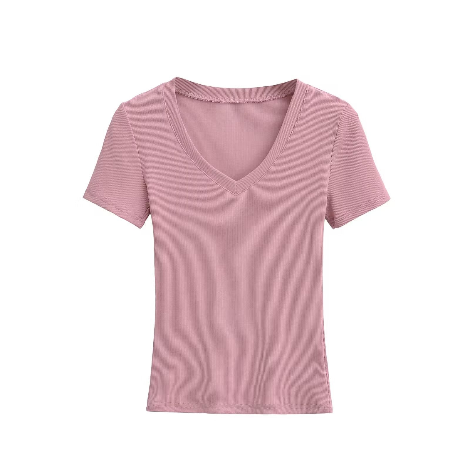 Damen V-Ausschnitt T-Shirt aus hochwertiger Baumwolle mit bequemer Passform GR
