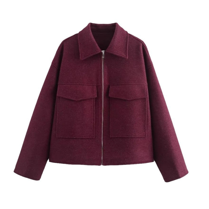 Women's timeless fleece jacket with patch pockets and modern cut, size S