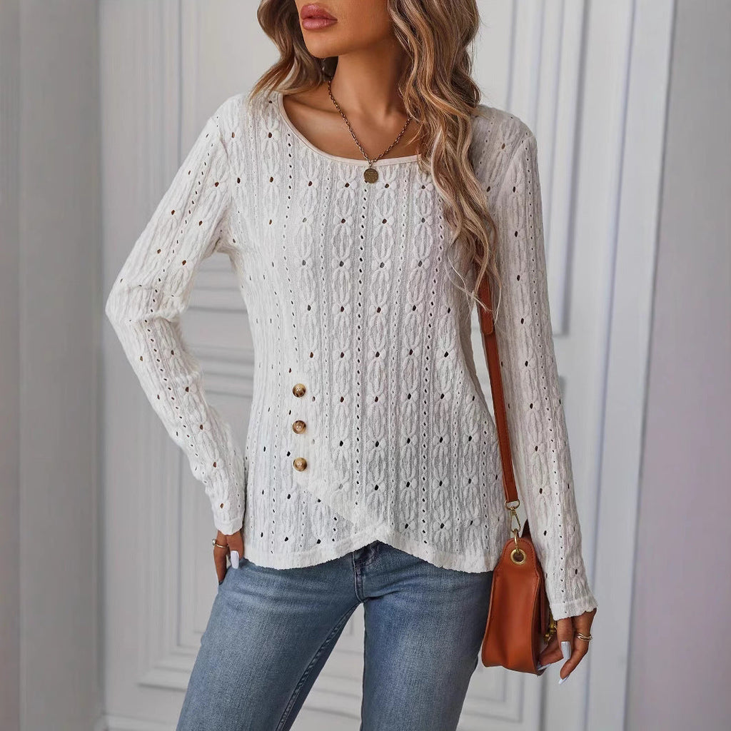 GR | Langarm Strickjacquard Knopfoberteil
