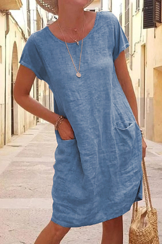 GR | Linen casual dress with pockets