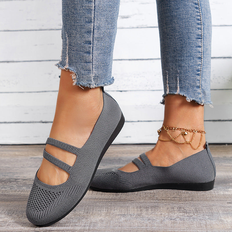 GR | Flat slippers with strap across the instep and flat sole for women