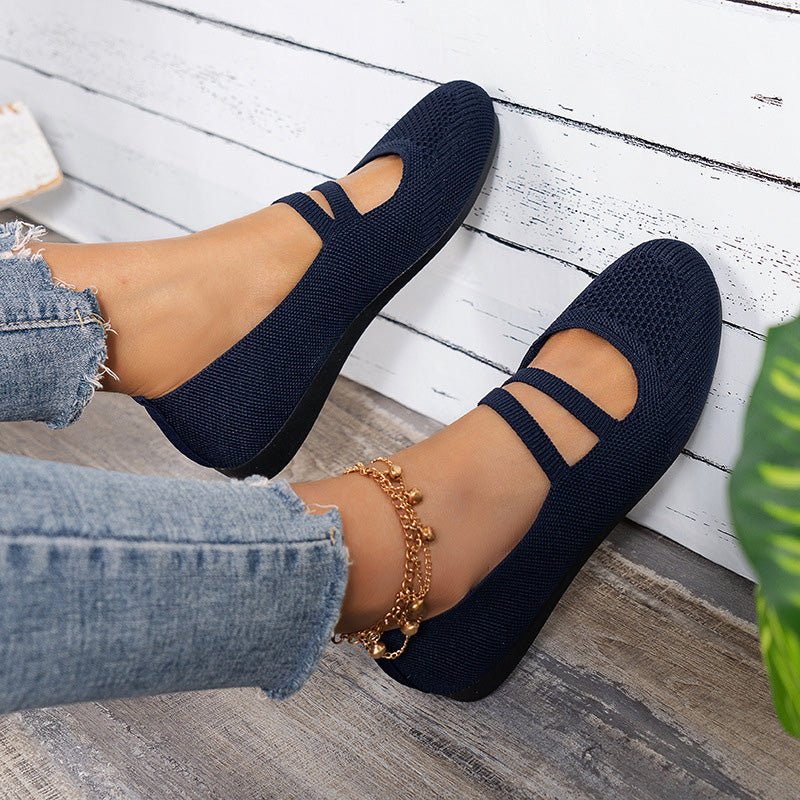 GR | Flat slippers with strap across the instep and flat sole for women