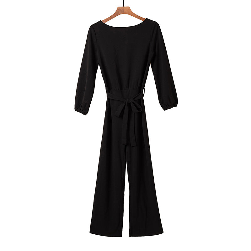 Women's elegant jumpsuit with elegant sleeves and a tailored cut, size S