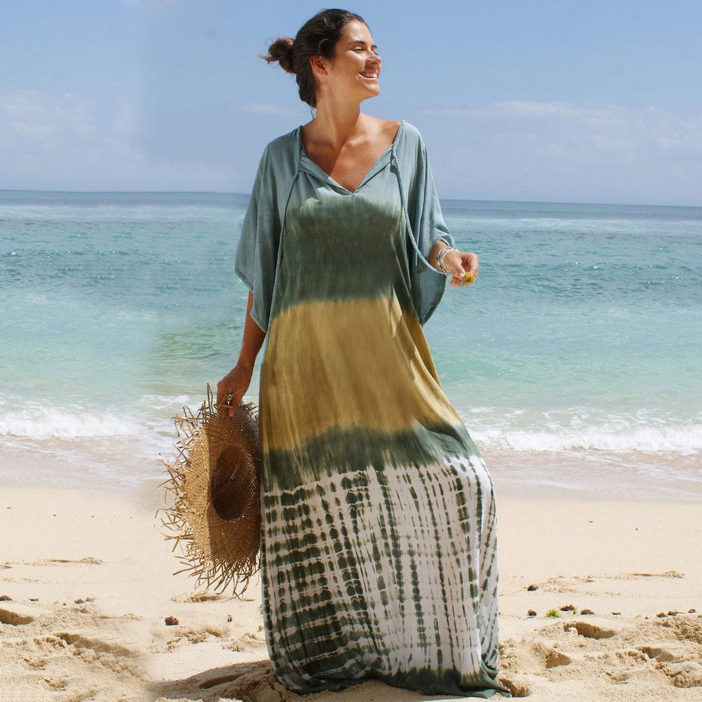 GR | Printed beach holiday bikini throw robe 