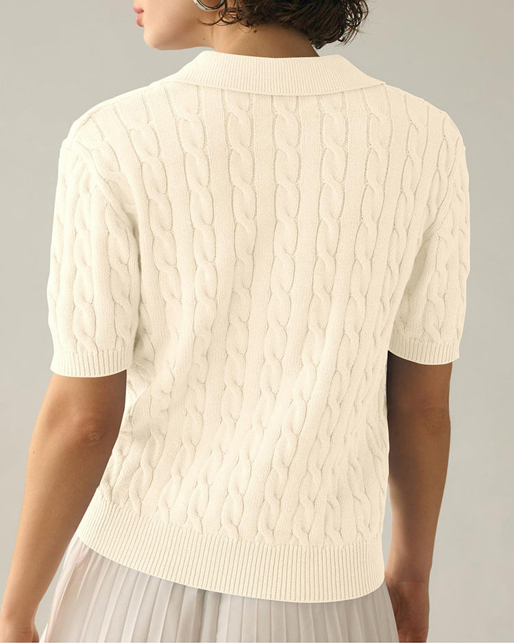 GR | Polo collar twist knit sweater 