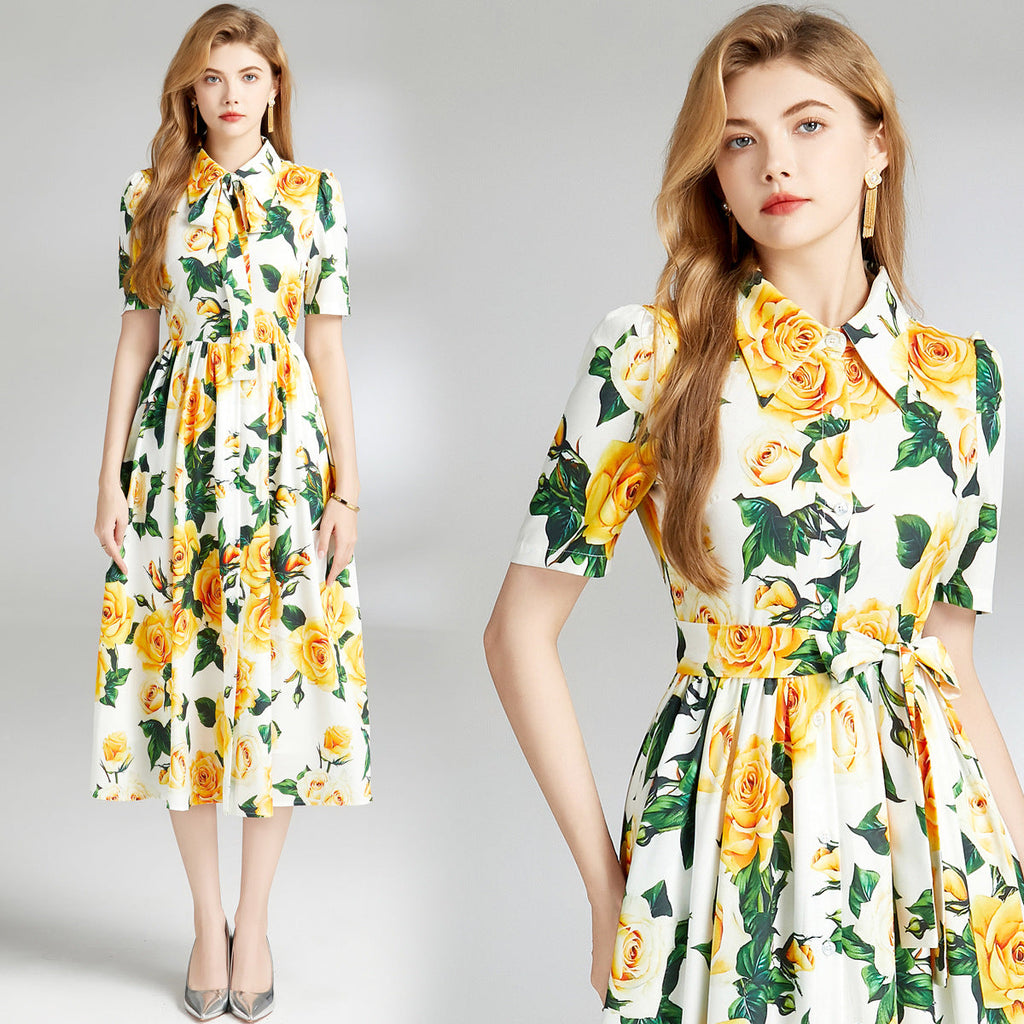 GR | Sommer Off-Shoulder Bedrucktes Kleid Set