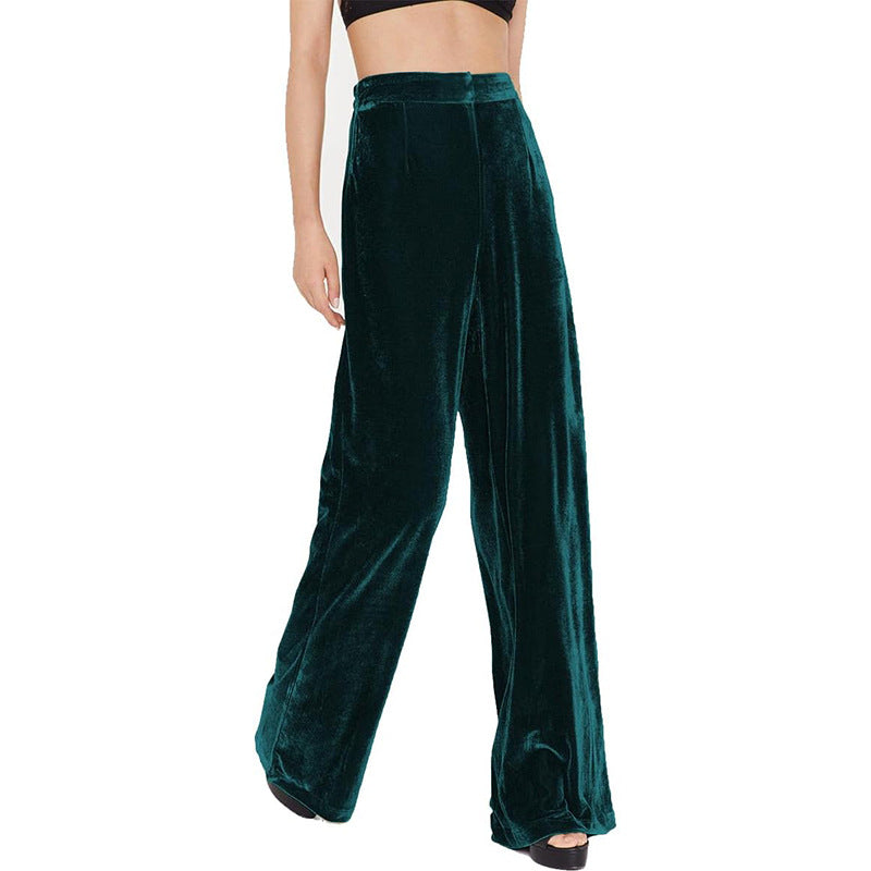 Women's elegant wide-leg velvet trousers, size