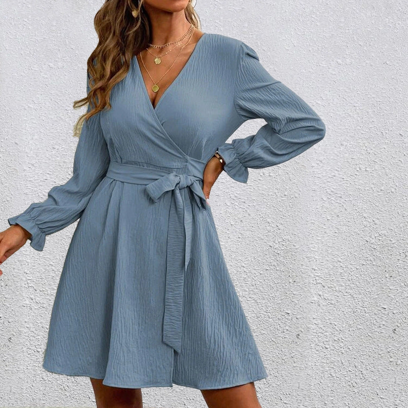 GR | Schickes V-Ausschnitt Wickelkleid mit Schleife