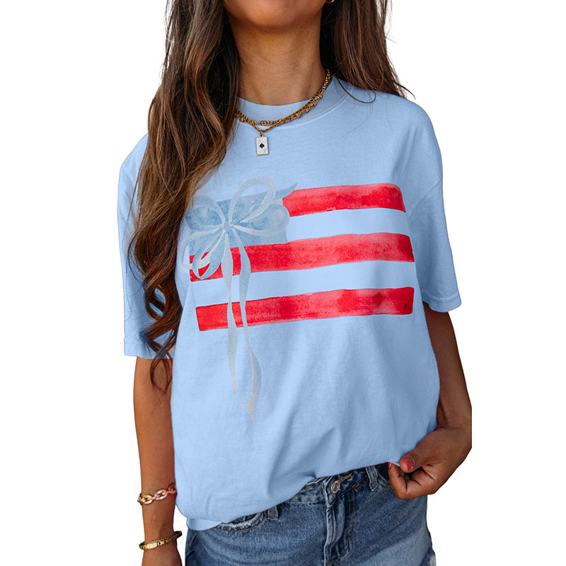 Women's T-shirt with artistic flag motif, size