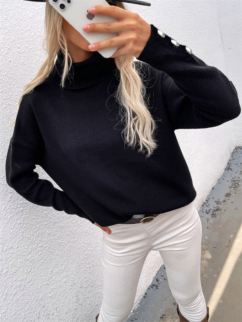 GR | Gestreifter Hoher Hals Strickpullover