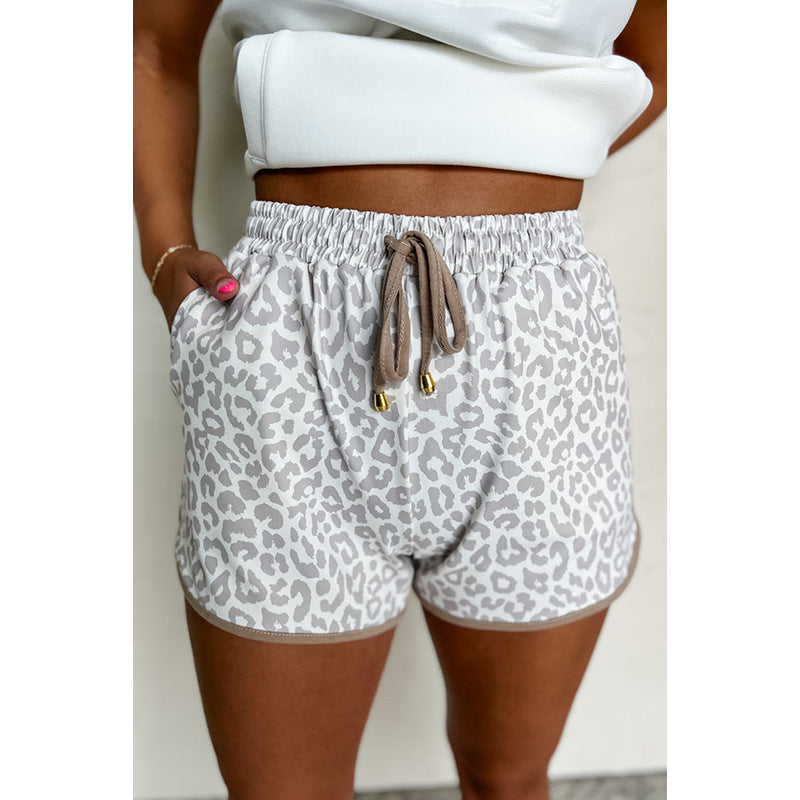 Damen Freizeit-Shorts mit modischem Leopardenmuster und elastischem Bund GR