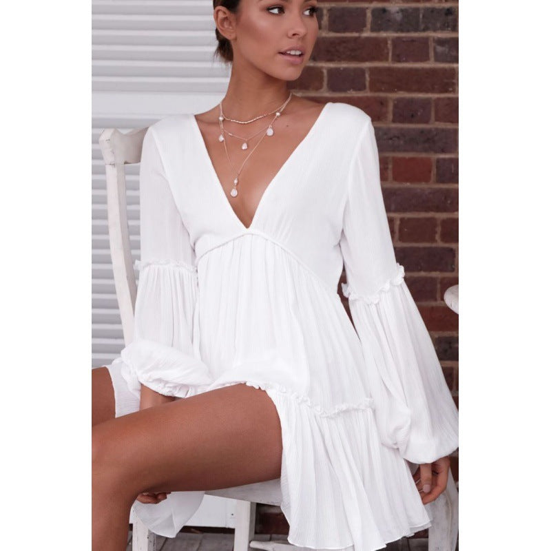 Damen Boho-Chic Strandkleid mit lockeren Ärmeln GR