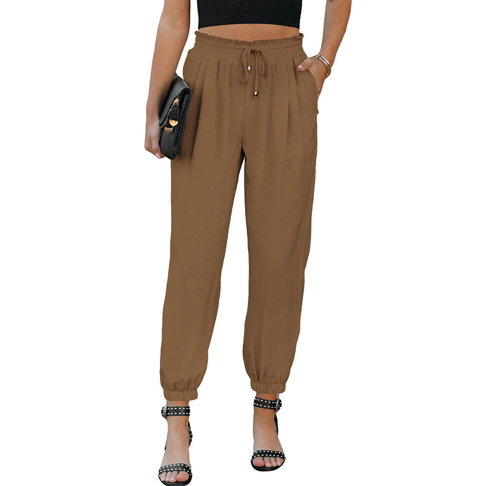 Damen lässige Freizeithose mit elastischem Bund und praktischen Taschen GR
