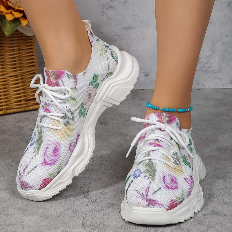 GR | Wide Floral Pattern Sneakers for Women