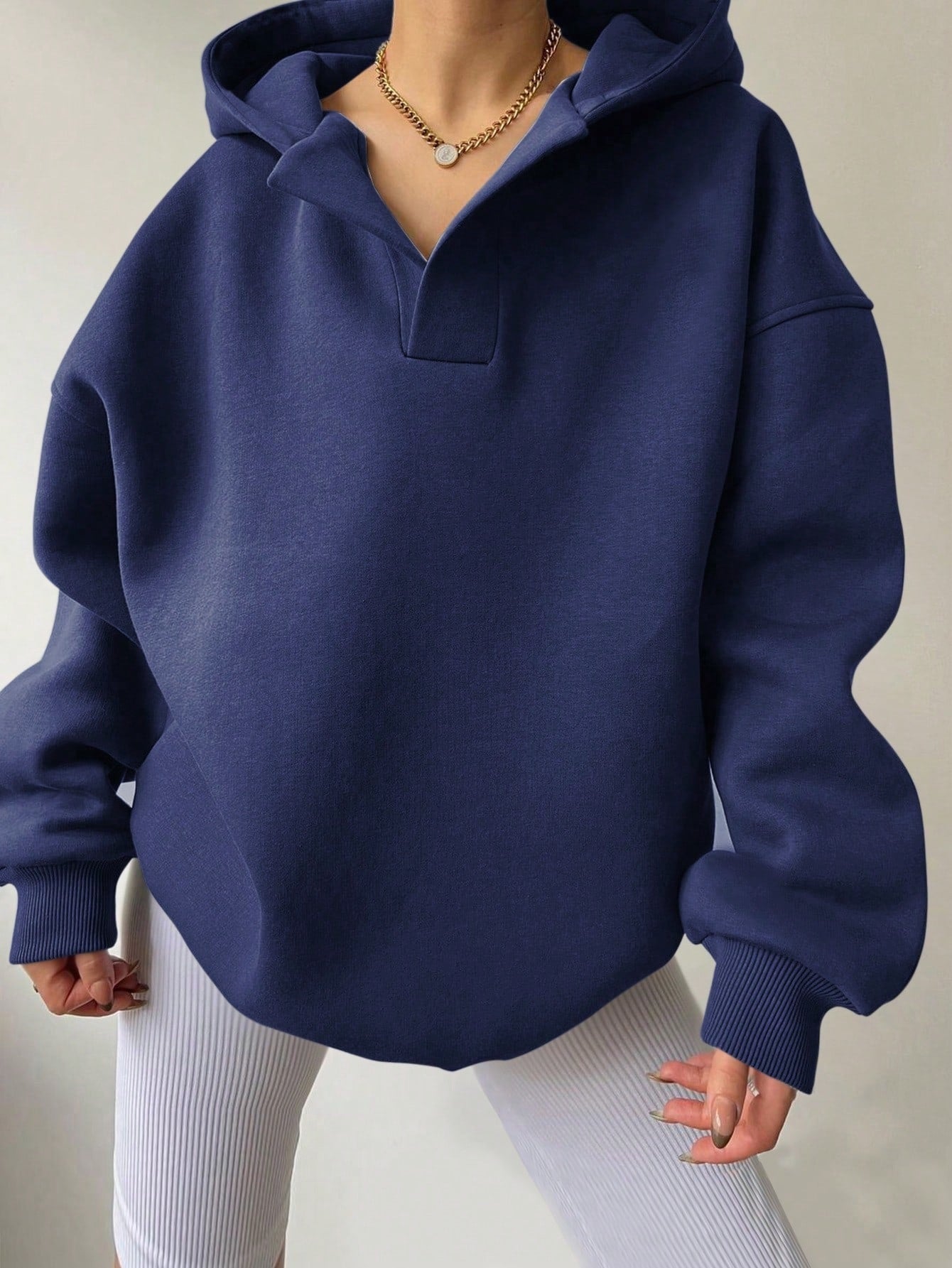 Damen Oversized Kapuzenpullover mit Kängurutasche GR