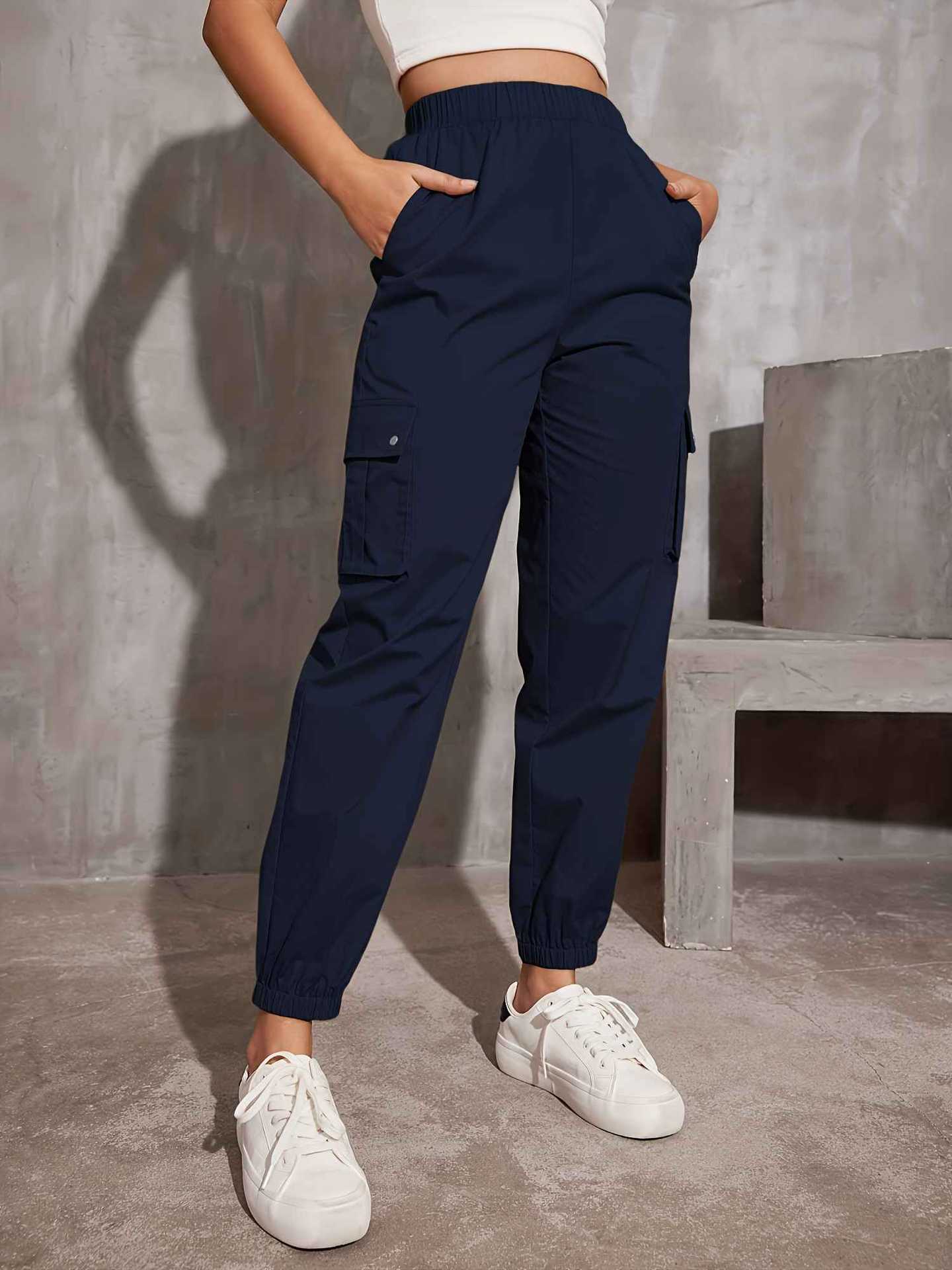 Damen Cargo-Hose mit elastischem Bund und praktischen Seitentaschen GR