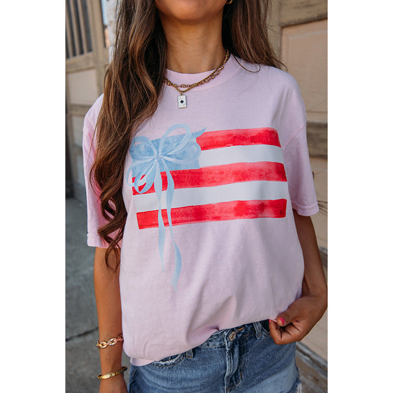Women's T-shirt with artistic flag motif, size