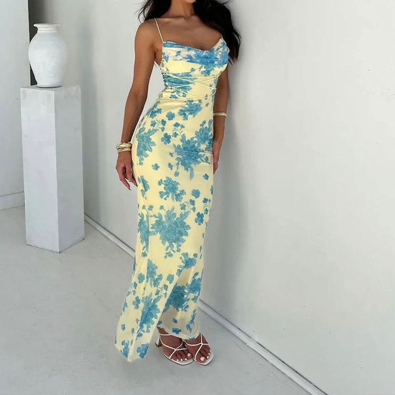 GR | Waist-covering slim hip-wrapping sling dress 