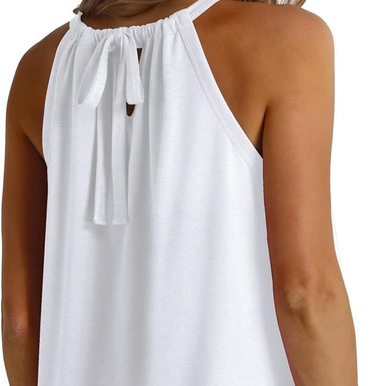 Women's sleeveless blouse with a chic high collar and relaxed fit, size [size]