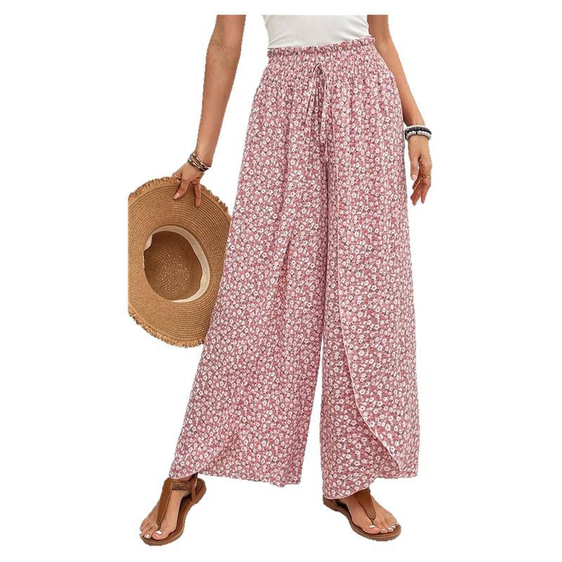 Damen weite Sommerhose mit floralem Muster und elastischem Bund GR