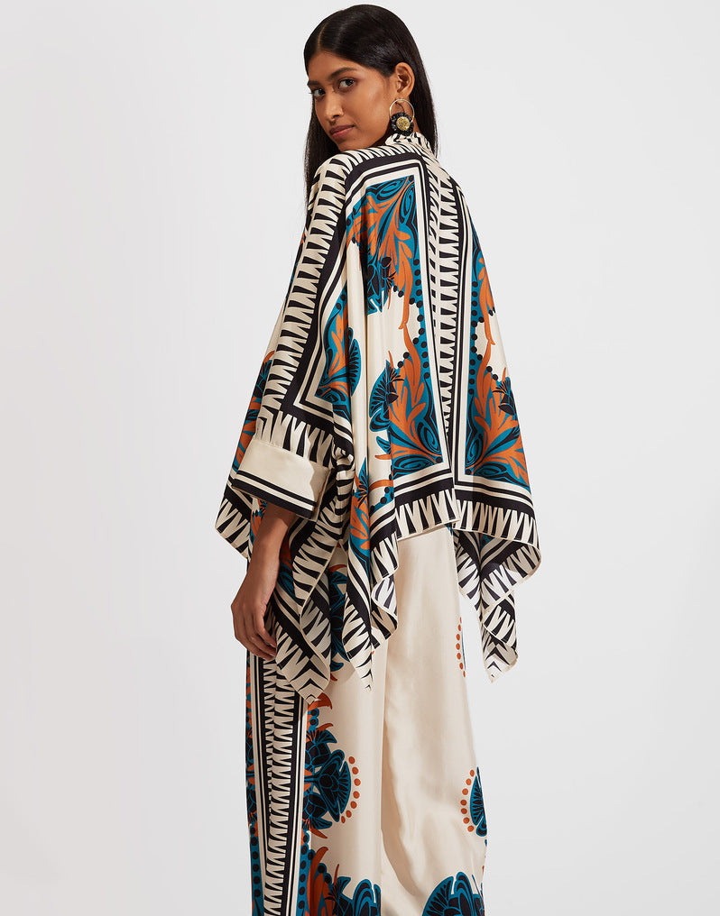 GR | Stand-up collar top and trouser set 