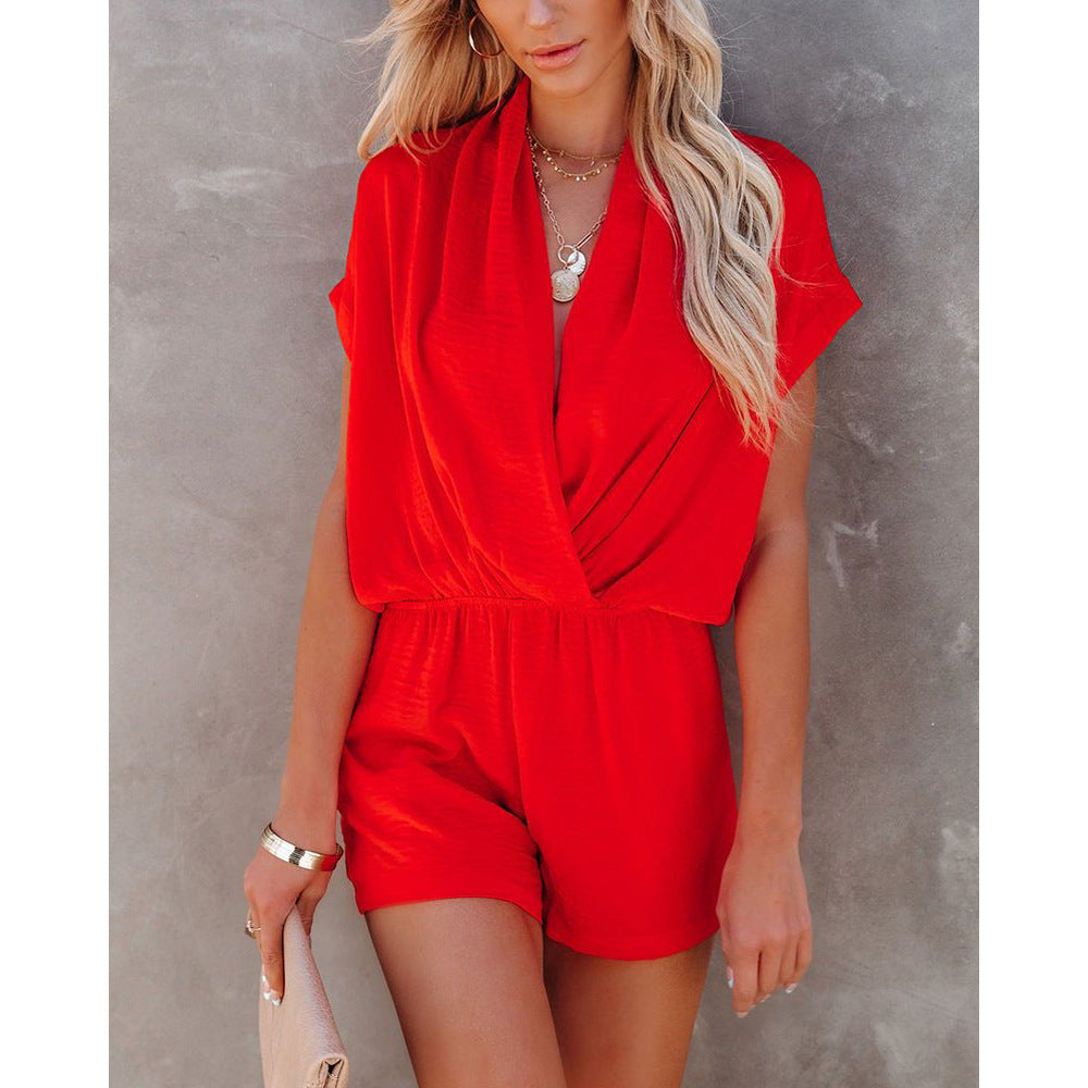 GR | Spring Summer Sexy V-Neck Loose Comfortable Overalls Home Multi Colour One-Piece Clothing Women