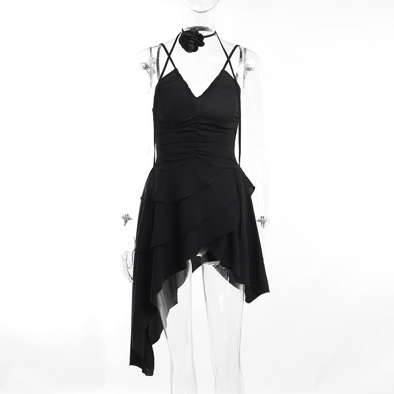 Damen asymmetrisches Sommerkleid mit Rüschendetails GR