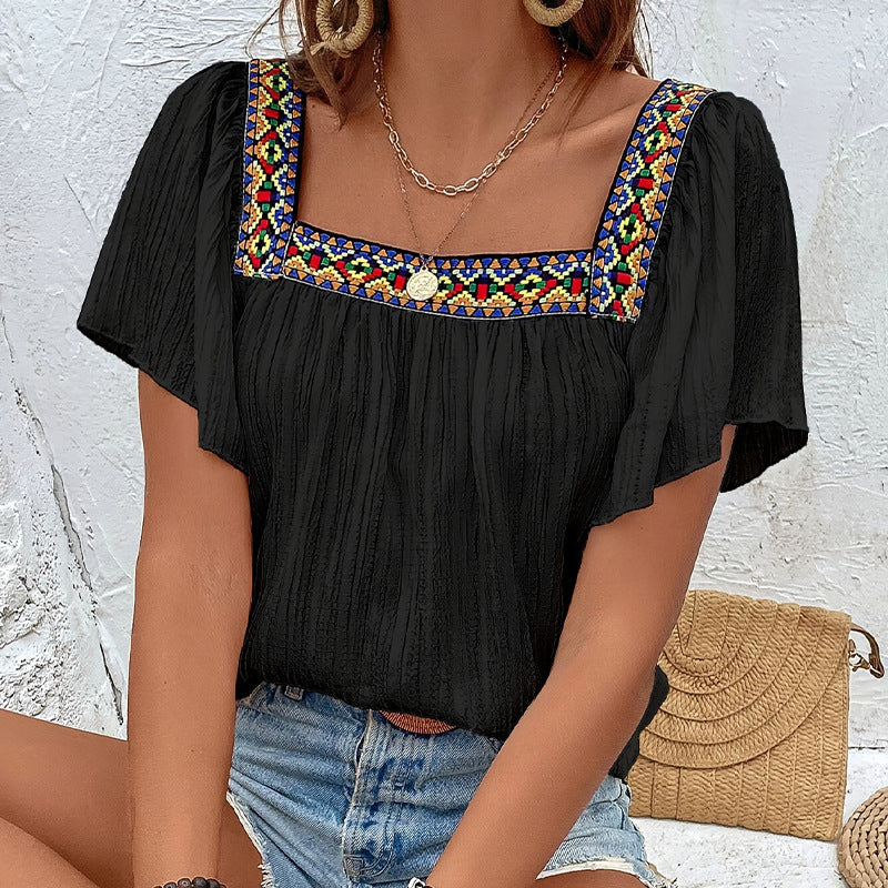 Damen luftige Sommerbluse mit Stickereien GR