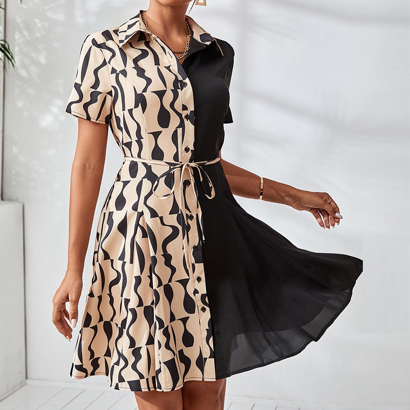 Damen Hemdkleid mit modernem Mustermix und taillierbarem Gürtel GR