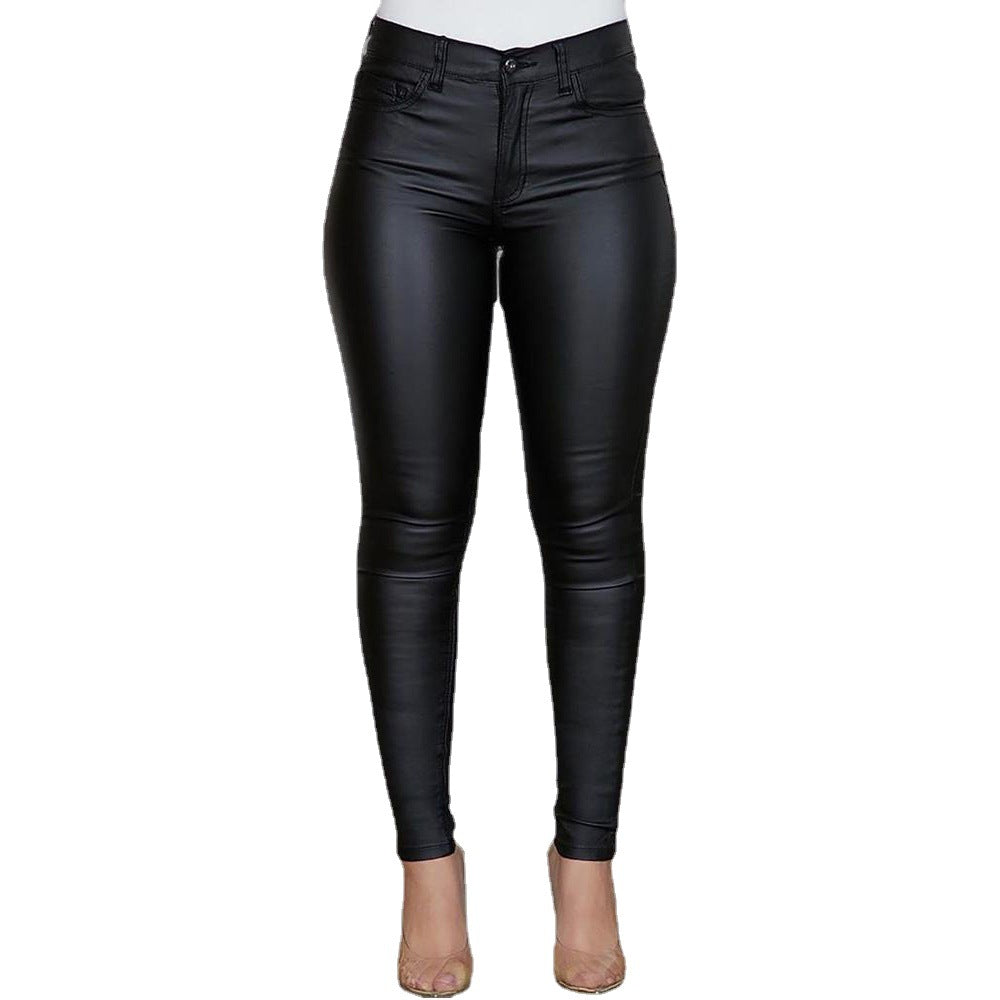 GR | Lederähnliche, Figurbetonte Leggings mit Hohem Bund