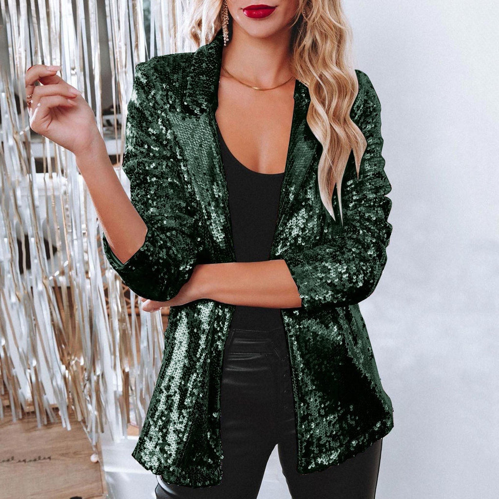 Women's elegant sequined blazer with shimmering finish, size GR