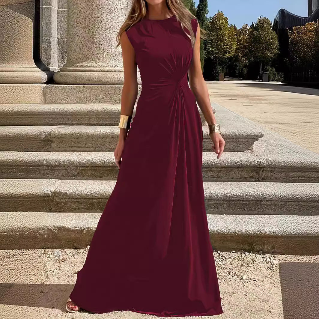 GR | Elegant long-sleeved dress with lapels and a smooth V-neck for women