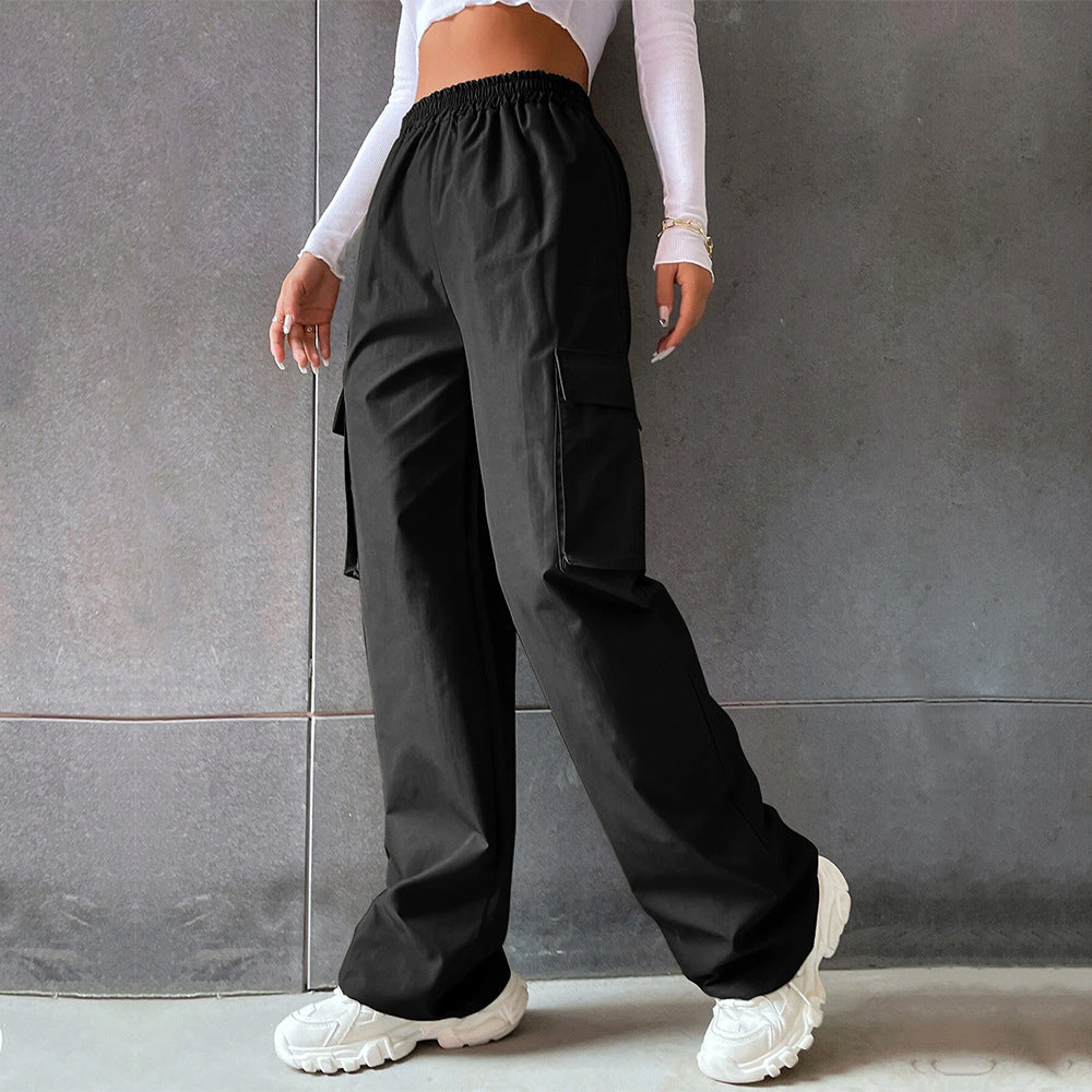 Damen Cargo-Hose mit elastischem Bund und seitlichen Taschen GR